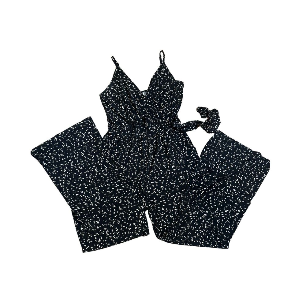 Kayleigh Black and White Romper With Pockets and Longer Inseam Size M